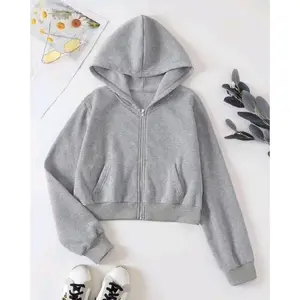 [Basic Crop Hoodie] Zipper Polos