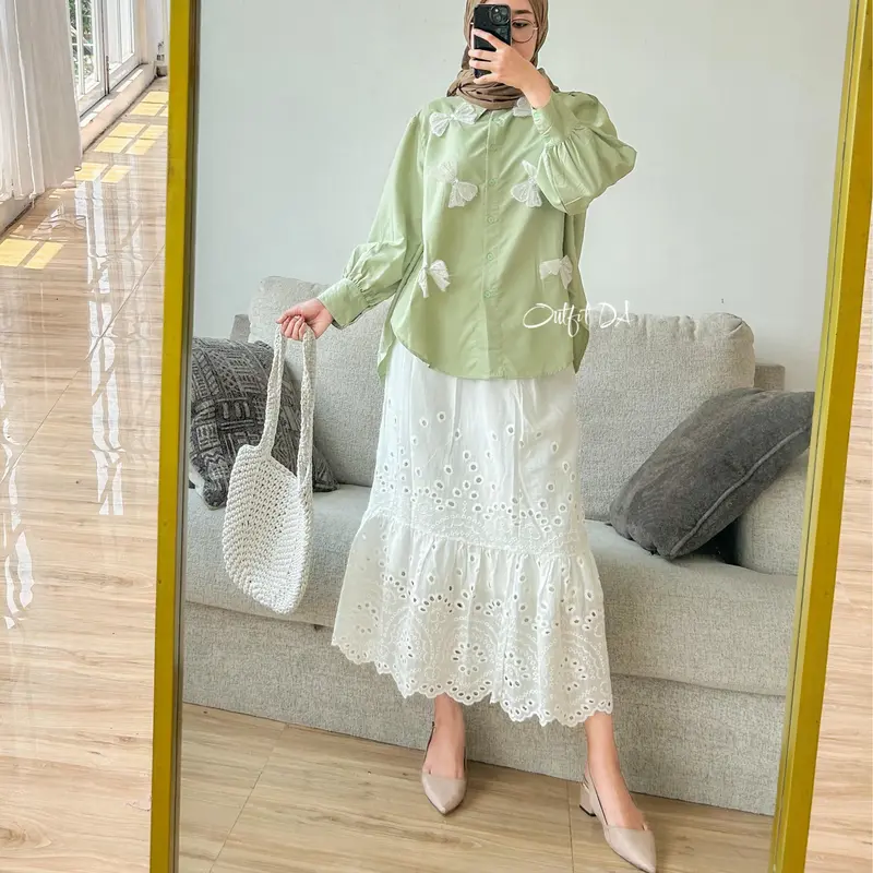 LISA SHIRT - Atasan Kemeja Variasi Pita Model Coquette Kancing Outfit Boutique 6