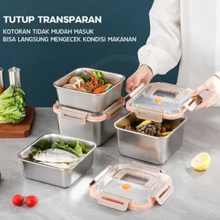 [7.7 SALE] TEXANIA Food Box WADAH MAKANAN TOPLES SAYUR MAKANAN KOTAK BEKAL STAINLESS MULTIFUNGSI DENGAN TUTUP Kitchenware 1