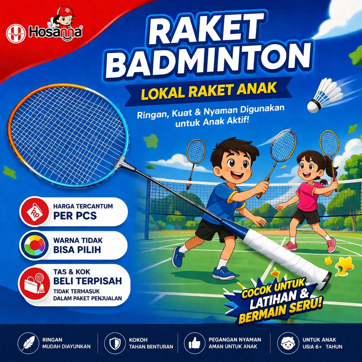 1pcs Raket Badminton Murah/ Raket Bulu Tangkis Murah