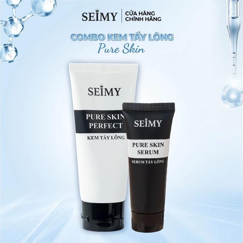 Combo Kem 100ml Và Serum Tẩy Lông Seimy 20ml - Pure Skin Perfect Waxing Nam Nữ Body, Bikini, Tay Chân