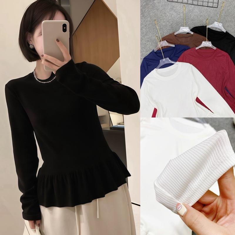  Áo Kiểu Bigsize Dài Tay Có Phối Bèo Điệu Đà Vải Thun Tăm Qc Co Giản Tốt Mặc Mát Cho Chuppy  50-92Kg - A298 