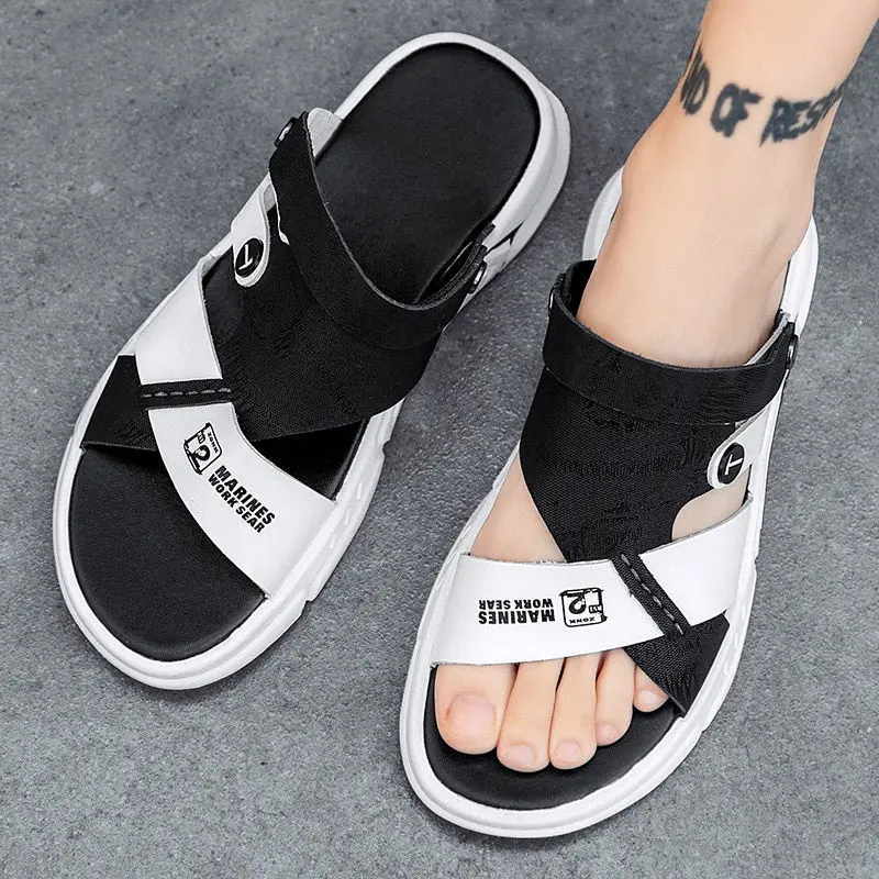 GRIT Men Sandals Summer Breathable Outdoor Hiking Beach Flat Male Shoes Comfortable Non Slip Rubber Sole Slippers Open Toe Black Pria Jepit 6