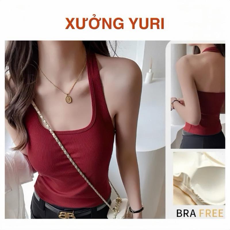 Deal mở bán - giá tốt - Combo 2 Áo Cổ Yếm Có Mút Ngực hottrend 2025 Ôm Body Chất Thun Tăm