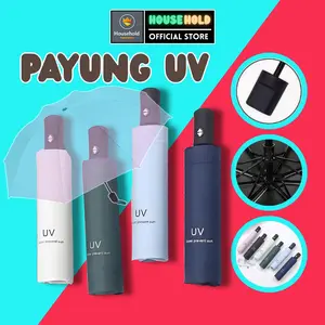 Payung Lipat Otomatis Manual Anti UV Tahan Hujan Panas Portable Mini Korea Desain Polos Warna Merah Muda Biru Hijau Ringan Praktis Cocok Perjalanan Sekolah Kantor 0276