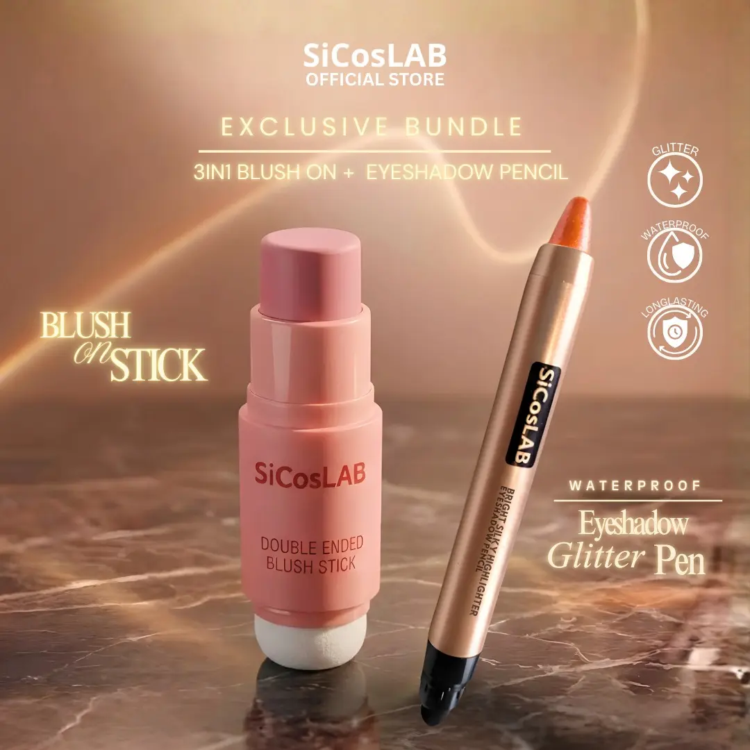 Blush On Stick 3in1 Blush, Lipstick, Eyeshadow＋Eyeshadow Pen Cream Shimmer Single / Eyeshadow Gliter/Eyeshadow Murah Glitter Creamy Brown