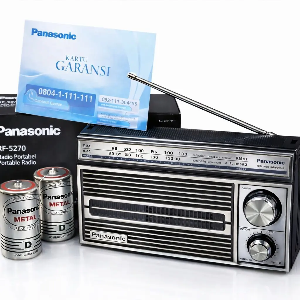 Radio Panasonic RF-5270 Original AM FM Portable + 2 Baterai D Besar | Radio Jadul Retro Klasik