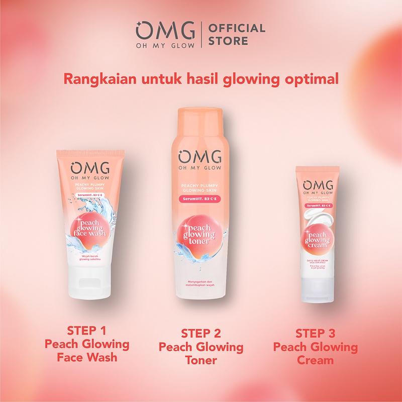 OMG OH MY GLOW Peach Glowing Toner 100 ml with Serum Vitamin B3, Vitamin C, & Vitamin E 6