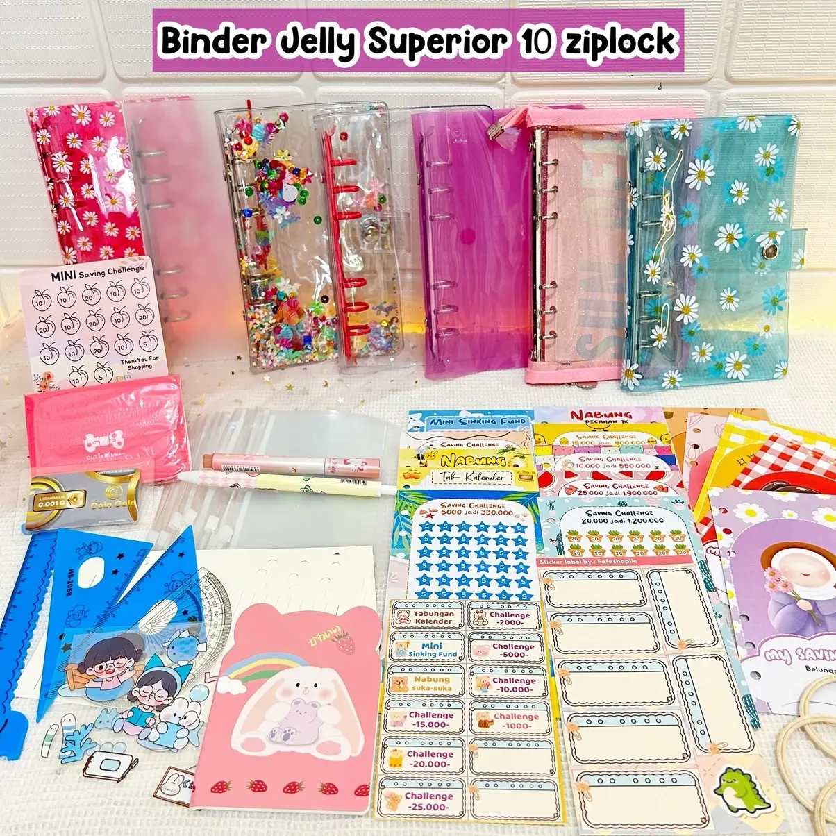 (10 ziplock-jelly) Paket Binder menabung superrior jelly