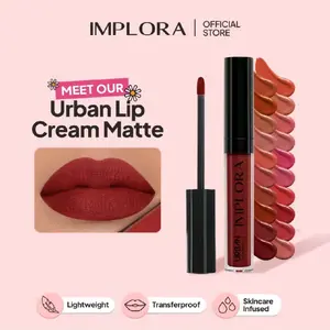 IMPLORA Urban Lip Cream Matte - Lipstik Matte Tahan Lama & Tidak Mudah Luntur dengan 20 Warna Tersedia shade implora 12