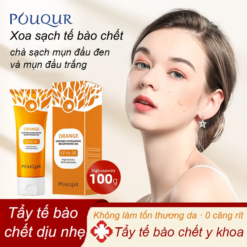 Gel tẩy tế bào chết, 100g, Màu cam, Dưỡng ẩm và làm sạch da, Thích hợp cho nam và nữ, Làm sạch nhẹ nhàng, Loại bỏ tế bào da chết trên khuôn mặt