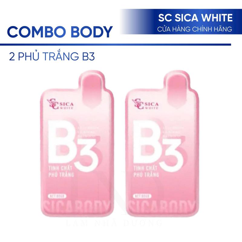Bộ 2 Gói Kem Tinh Chất Phủ Trắng B3 Sica White 50G - Tắm trắng body kích trắng mờ thâm sáng da