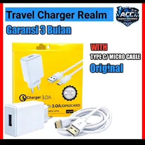 Travel Charger For: Realme Fast Charging USB + Kabel Type C / Micro Cableu Original Termurah