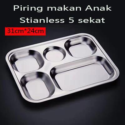 Piring Makan 5 sekat  Bahan Stainless Steel Tempat Makan Fast Food 5 Sekat 3