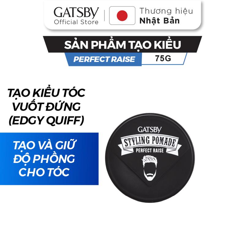 Sáp vuốt tóc GATSBY Styling Pomade Perfect Raise, Pomade tạo kiểu Edge Quiff mạnh mẽ, tạo & giữ độ phồng tóc 75g