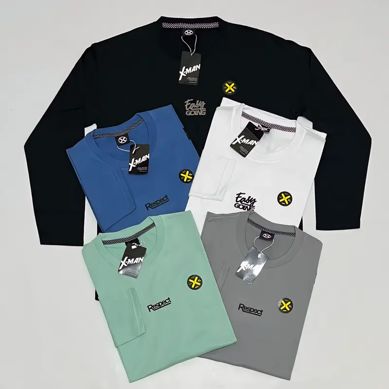 Paket 3 Pcs Kaos Lengan Panjang Pria dan Wanita Mix Warna dan Motif//Kaos Harian//kaos Distro//Kaos Unisex//Kaos Kekinian Terlaris 5
