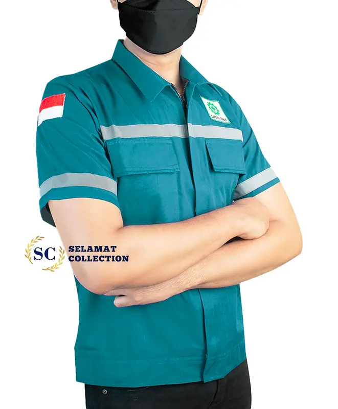 Kemeja Safety K3 by Selamat collection - Baju Seragam Kerja Atasan Wearpack Lengan Pendek Pria Wanita 0