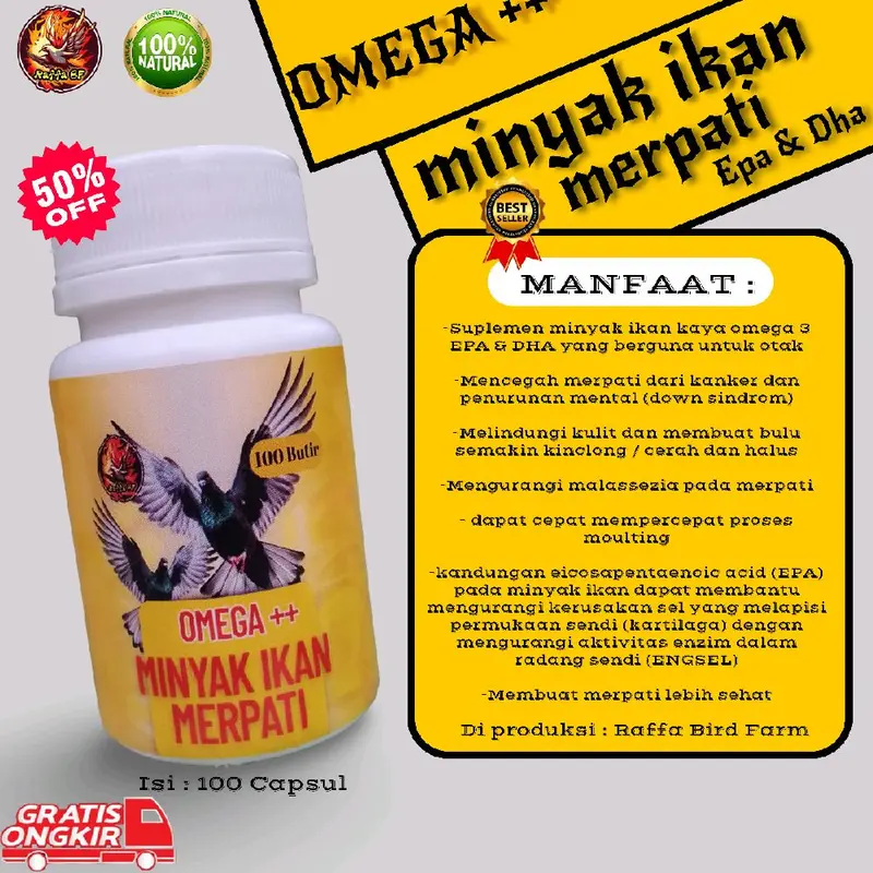 Vitamin Minyak Ikan Burung Isi 100 Capsul 0
