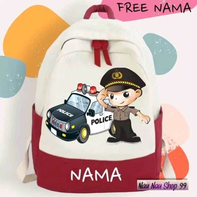 (FREE NAMA) TAS RANSEL ANAK KARAKTER POLISI KEREN BUAT ANAK 3