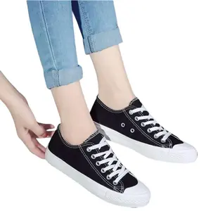 Sepatu Sneakers Wanita Kasual Hitam Musim Panas Shoes Bahan Kanvas Berkualiti Tinggi Casual Nyaman Digunakan Ukuran 37-40 Warna Hitam Elegan Cocok Untuk Sekolah & Santai Cewek Canvas