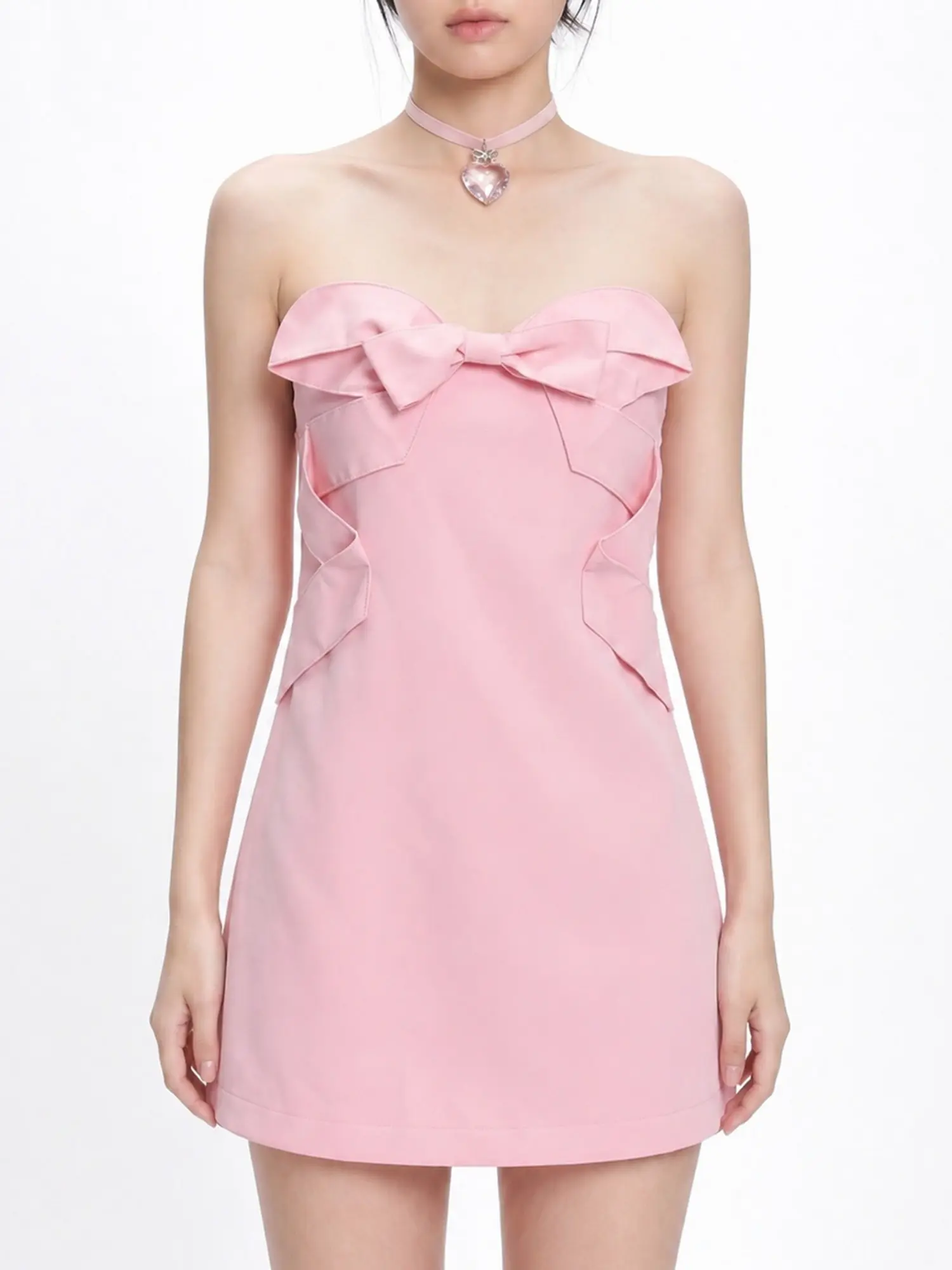 DOTTIE - Đầm ống đính nơ - Hồng - D0565