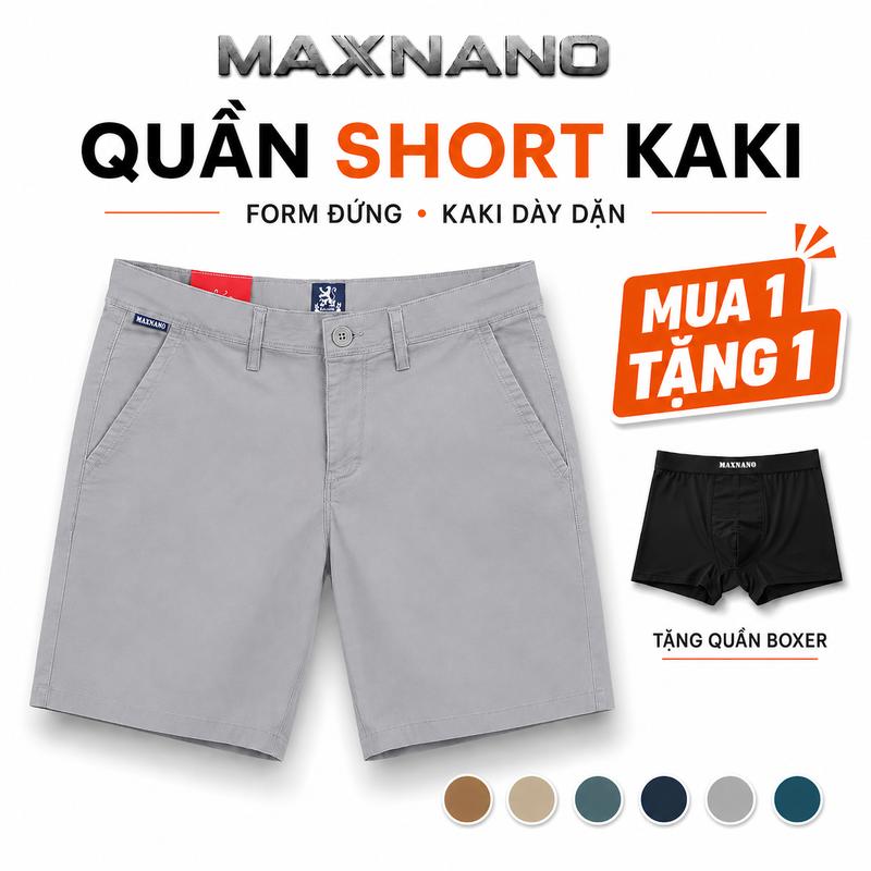 MAXNANO | Tặng Quần Boxer | Quần Short Kaki Nam Form Trên Gối/ Regular-fit /…