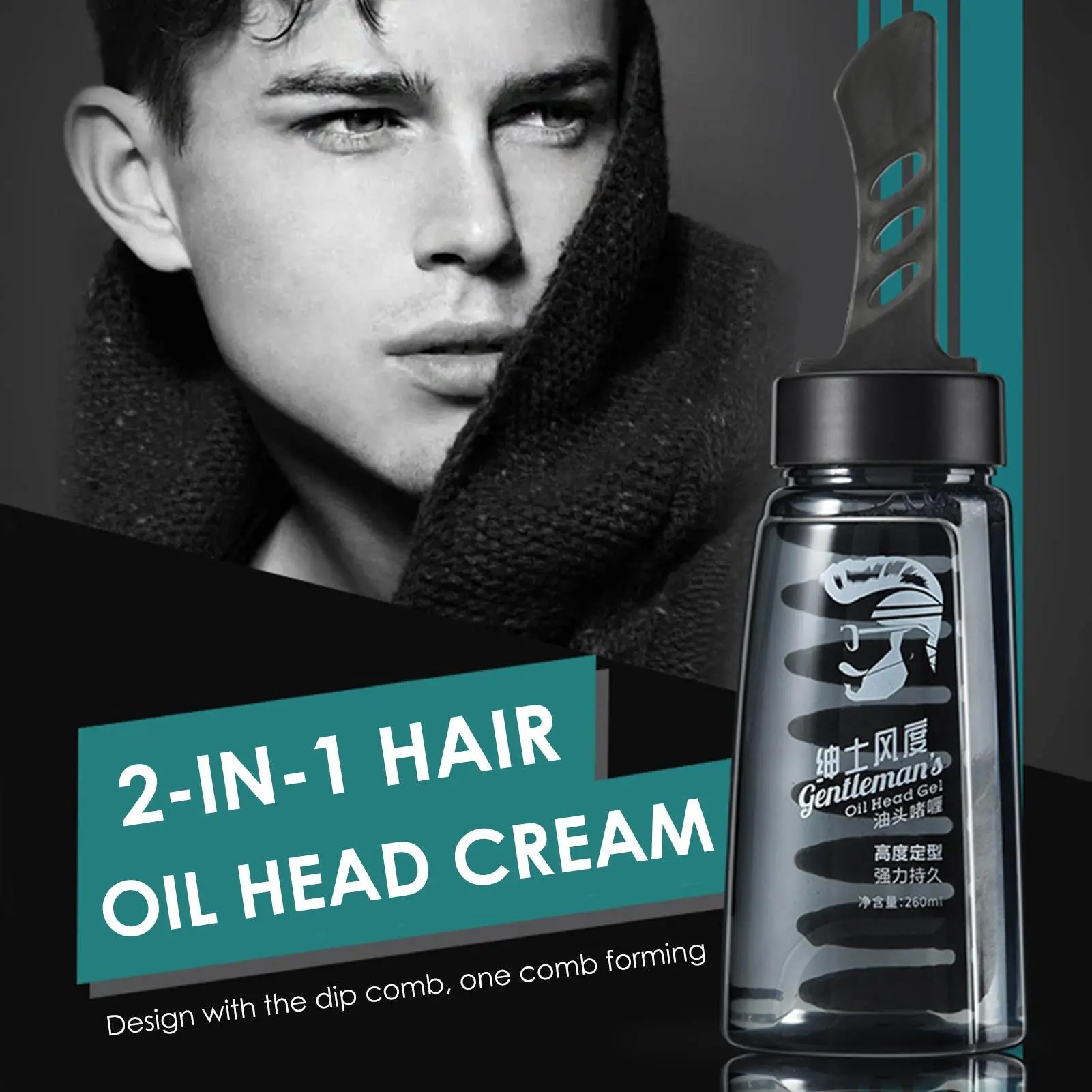 Men‘s Hair Gel Rambut lelaki Styling gel comb Hair styling in 3 seconds Slicked Back head hair wax hair pomade 280ML