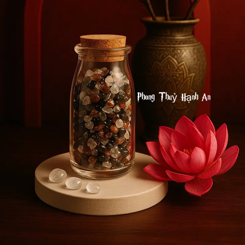 Hũ đá Thạch Anh đặt bàn làm việc, phòng khách, túi xách [tặng phiếu manifest thịnh vượng]