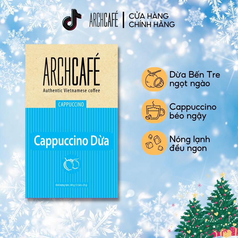  Cappuccino Dừa Archcafe - Cà phê hoà tan  12 gói x 20g  - Cà Phê Dừa 