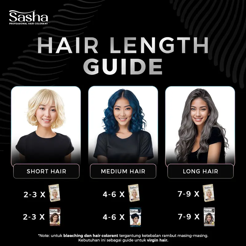 [BLEACHING + SKY BLUE] Sasha Bleaching 20gr + Hair Colorant Sky Blue 25gr | Cat Rambut Sasha Isi 2 pcs 7