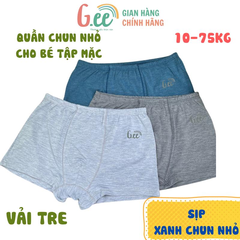 Hộp 3 quần sịp đùi CHUN NHỎ XANH hỗ trợ bé trai tập mặc 10-75kg Sịp đùi Gee cho nam vải sợi tre kháng khuẩn khử mùi tự nhiên an toàn cho da