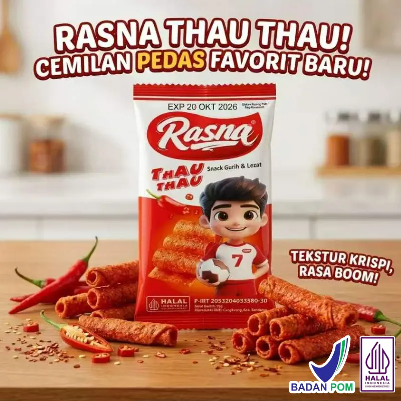 Rasna Latiao Gluten Suwir Pedas Pedas Gurih Langsung dari Pabrik Bersertifikasi Halal Camilan Berkualitas