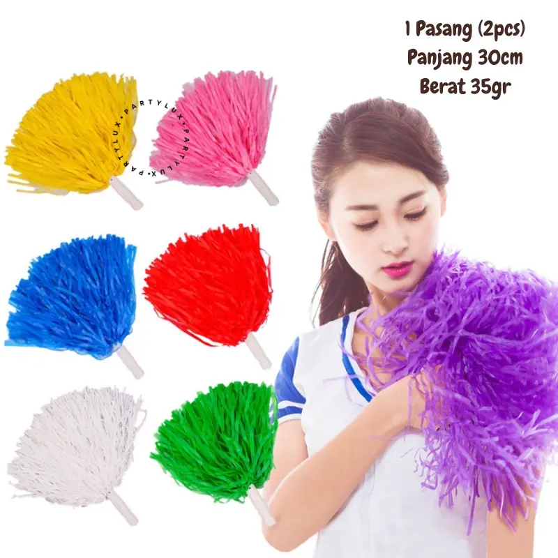 1 Pasang Pom Pom Cheerleader / Pompom Nari Rumbai 0