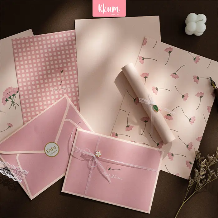 Set Kertas Surat & Amplop Aesthetic Bermotif / kartu ucapan ulang tahun birthday korean
