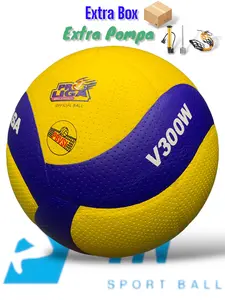 Bola Voli Mikasa V300W Size 5 Jahit Dewasa Ball Premiums Bonus Pompa