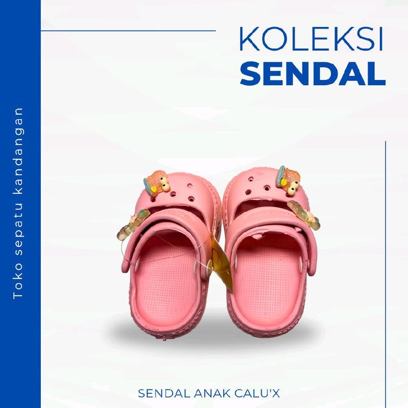 Sendal Anak-anak Karet Plastik Jelly Calu'x Original, Sandal Harian Ringan - Jeans, Fashion Motif 4