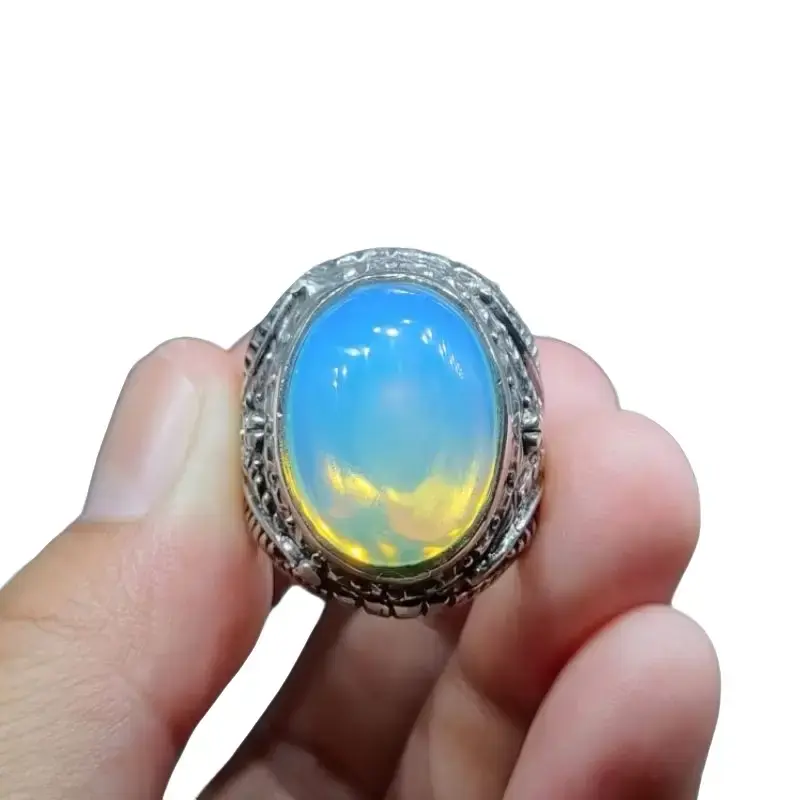 Cincin Batu Barjad Api Giwang Natural Kawah Mulus Top Color Kristal