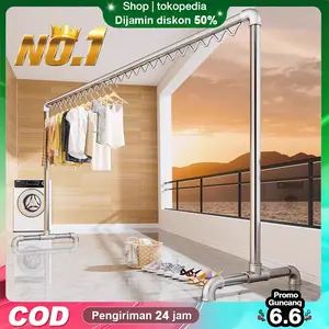 sp Jemuran Baju Besi Stainless 200CM Jemuran Baju Outdoor Jemuran Gantungan Baju Besi Panjang Rak