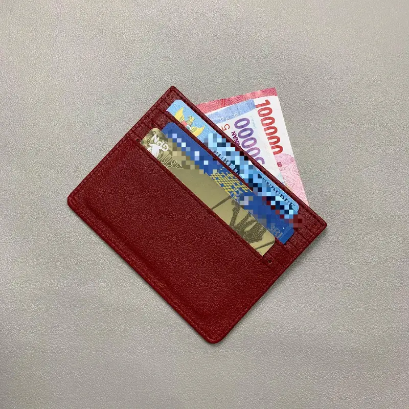 Prade Luxser Dompet Kartu Polos Kulit Mini - 6 Slot Simpan Kartu Sisi Bolak Balik - Unisex - Dompet Elegan untuk Pria Wanita 5