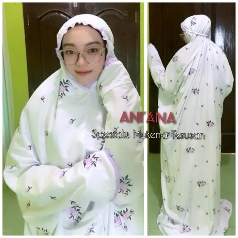 KAIN PUTIH BORDIR UNGU