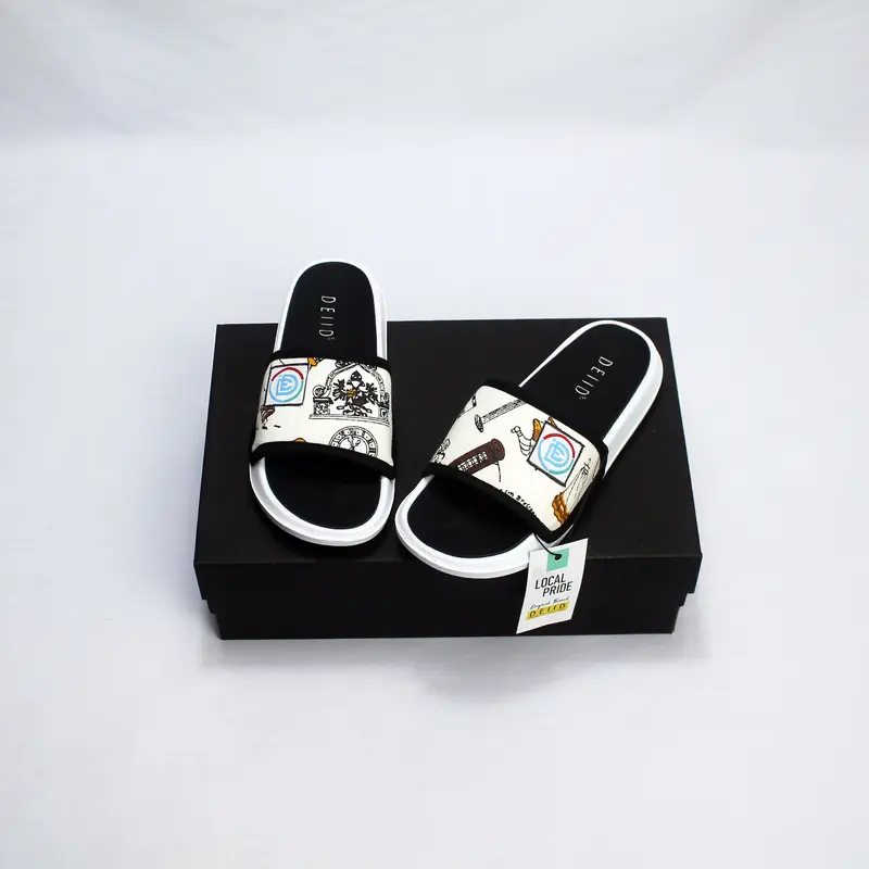 DEIID - Sandal Anak Cowok dan Cewek Terbaru Slide Anak Sandal Selop Kanvas Motif Krimy Sandal Anak Sandal Dewasa Sandal Kanvas Motif Printing 2