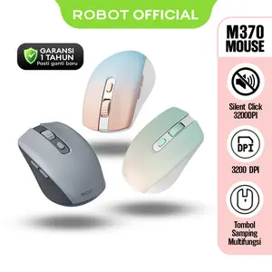 ROBOT M370 Mouse Wireless 2.4GHz Silent Klik Optical 3200DPI dengan Receiver USB untuk PC Laptop Komputer Mouse Nirkabel Computer - Original Garansi 1 Tahun [BISA COD]