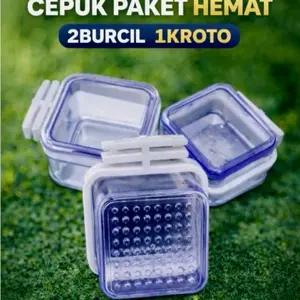 MAXGLO Cepuk Burcil MAXGLOW Cepuk Makan Minum Burung Kecil Sogon Pleci Konin Bahan Mika Tebal Motif Kotak Segi8