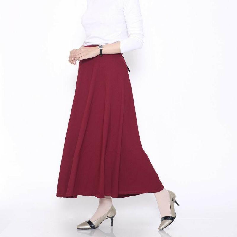 Rok A Line Mayung Panjang Scuba Premium Wanita Dewasa Kerja Midi Nyaman Casual Cantik 6