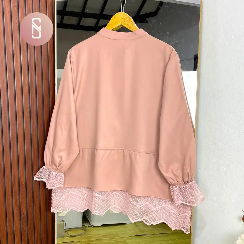 Myshawl Kasafa Mizani Atasan Jumbo Brukat tille Motif Kasual Kondangan Wisuda Kekinian Big Size Brukat Bunga Jumbo Kancing Wanita Panjang 6