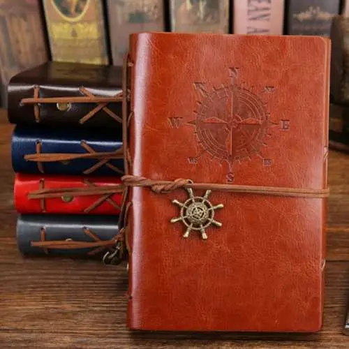 Buku Catatan Notebook Binder Kulit Retro Pirate Compass Kertas A5 Coklat