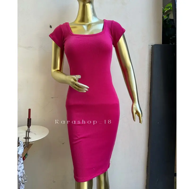 Dress Wanita Rib Lisa Square Fit Body Casual - Elegant dan Nyaman 3