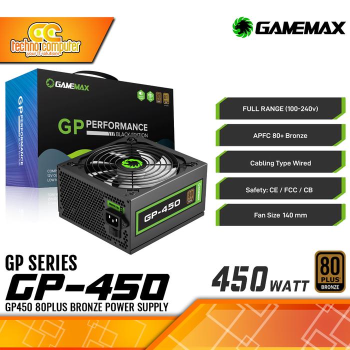 Gambar POWER SUPPLY GAMEMAX GP-450 450W 80+ Bronze - Non Modular dari Techno Computer Bali Kota Denpasar Tokopedia