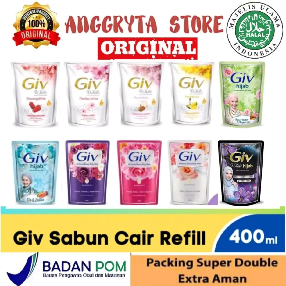 Giv Body Wash Sabun Mandi Cair Refill 400ml (Dikirim Random)