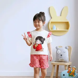 Sikeci Punya Gaya SETELAN ANAK PEREMPUAN CHANNY ONE SET Baju Anak Perempuan Usia 2-8 Tahun Motif Kotak-kotak Ceria Bahan Combed 30s Nyaman Dipakai - Fashion